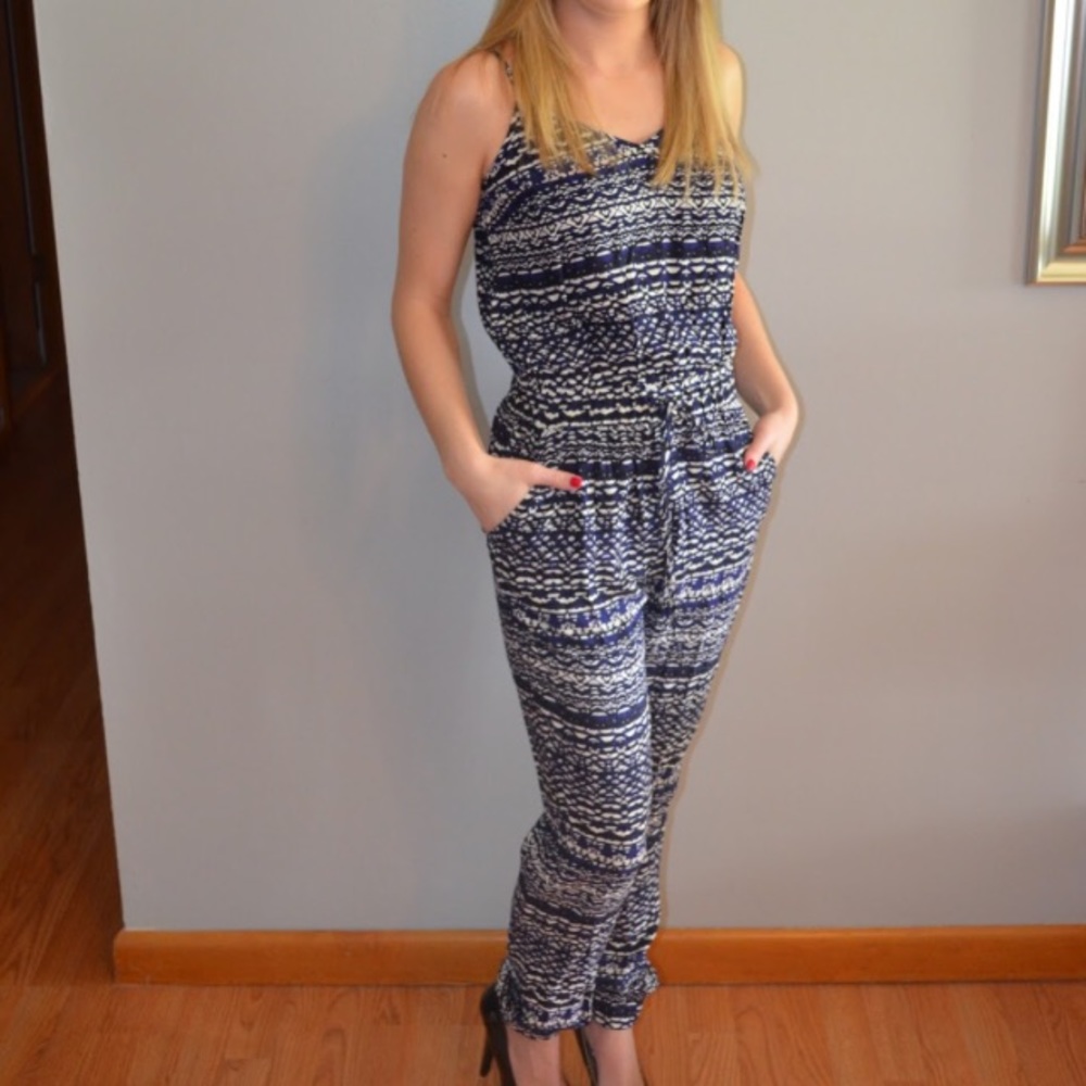 Pixley Navy and White Women's Jumpsuit
